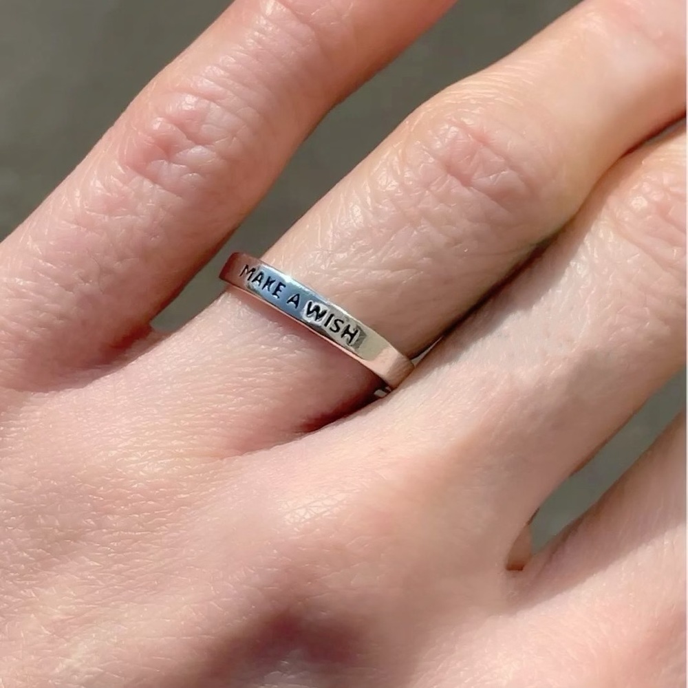 NEW! 925 Sterling Silver Adjustable “Make a Wish” Engraved Trendy Polished Ring!